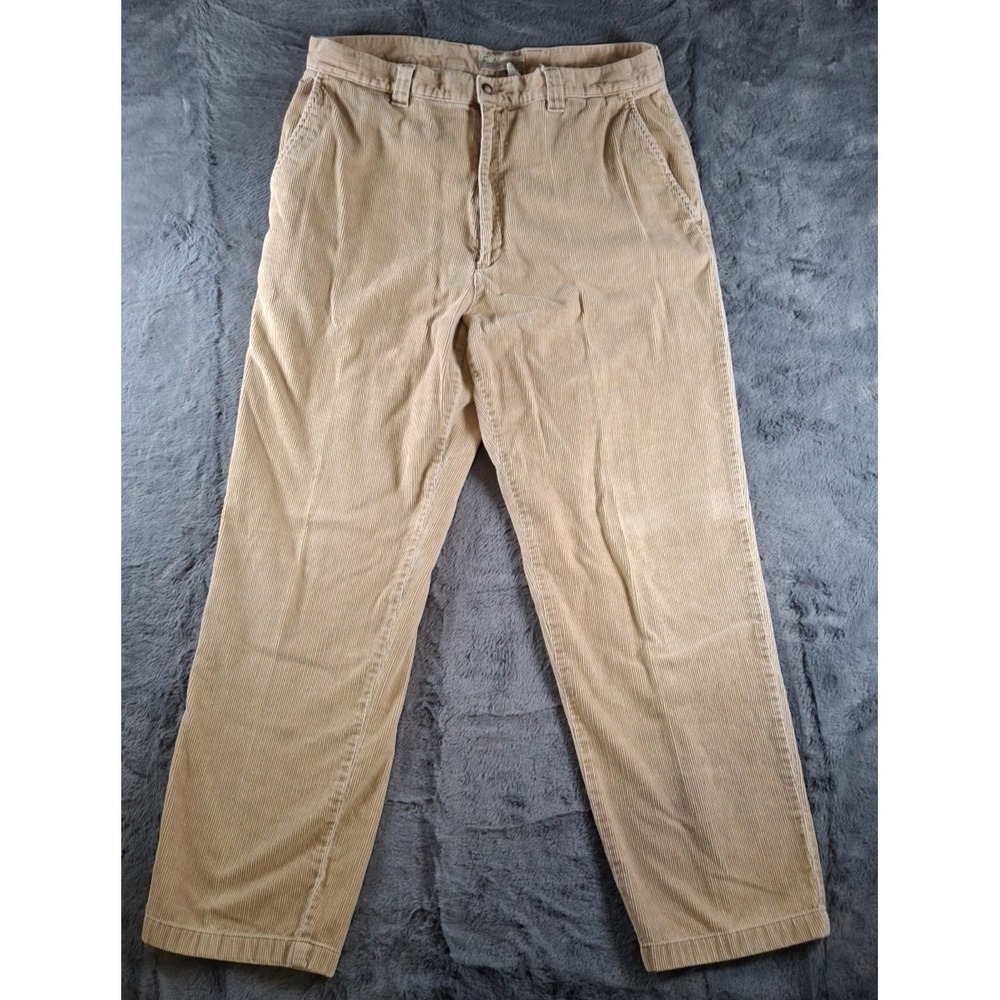 Vintage Mens Corduroy Pants 36x32 Tan 100% Cotton Preppy Casual  Office